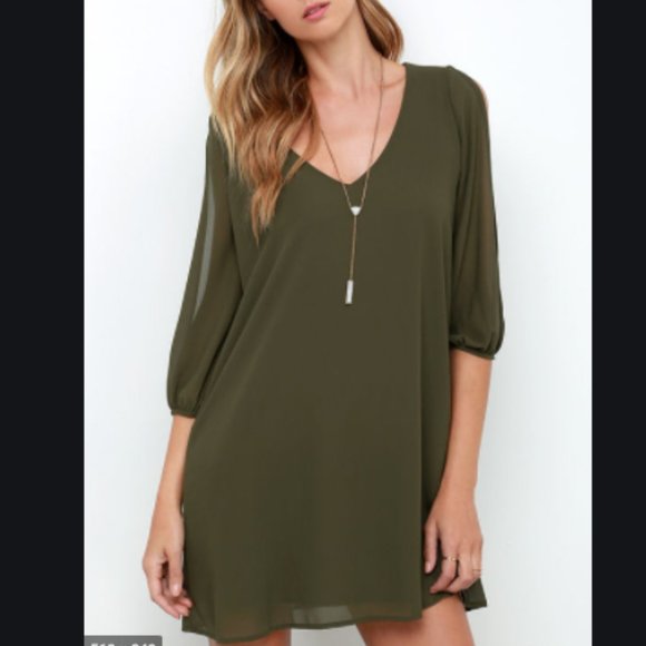 Lulus Dresses & Skirts - Lulu's I Shifting Dears Olive Green Dress Size S